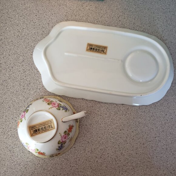 Pretty Porcelain Floral Tea Cup & 10" Saucer Snack Plate - Picture 5 of 9